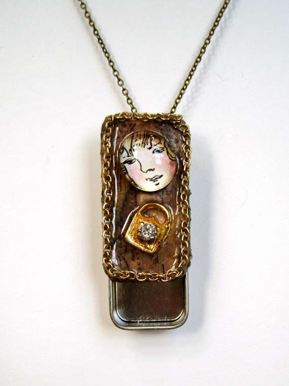 Compartment Necklace Pill Box Necklace Woman Necklace by SlamTango
