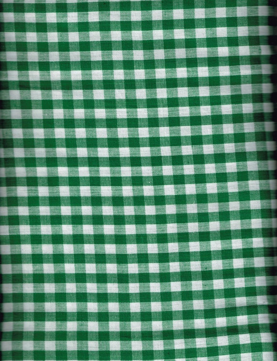 Gingham Fabric Hunter Green and White Check by ...