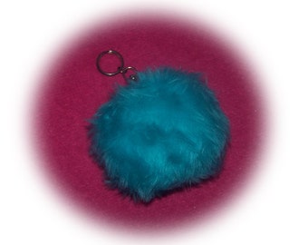 turquoise pom keychain pom Keyring: white. and pom fob Keychain Etsy key chain ring pom black on