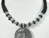 Vintage Retro Style Owl Pendant German Silver/Statement Necklace/Choker Necklace