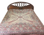 India Vintage Pashmina Bedspread Jamavar Bedding Throw queen size