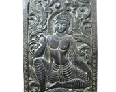 Indian sculpture Hand Carved Wooden Panel  Buddha Teaching Mudra Barn Doors SLIDER Panel 72" X 36"