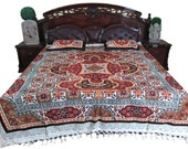 Indian Bedding Bedspreads Handloom Cotton Bedcover 100% Handcrafted 3 pc set