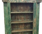 Wooden Bookcase Rustic Hand Carved Jaipur Patina Bookshelf 4 Bookshelves Indian Furniture
