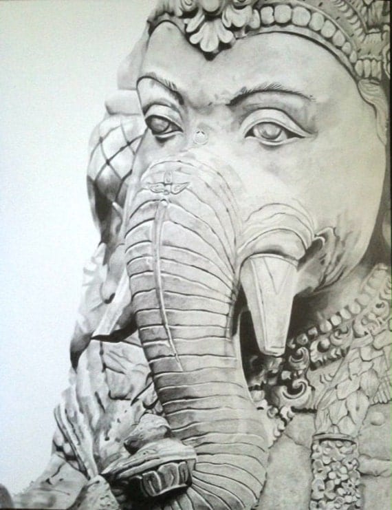 Ganesha graphite pencil drawing