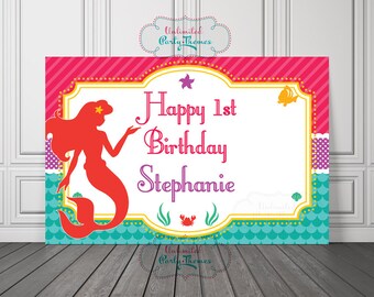 Mermaid Backdrop | Mermaid Birthday Vinyl Backdrop or Poster | Mermaid Birthday Backdrop