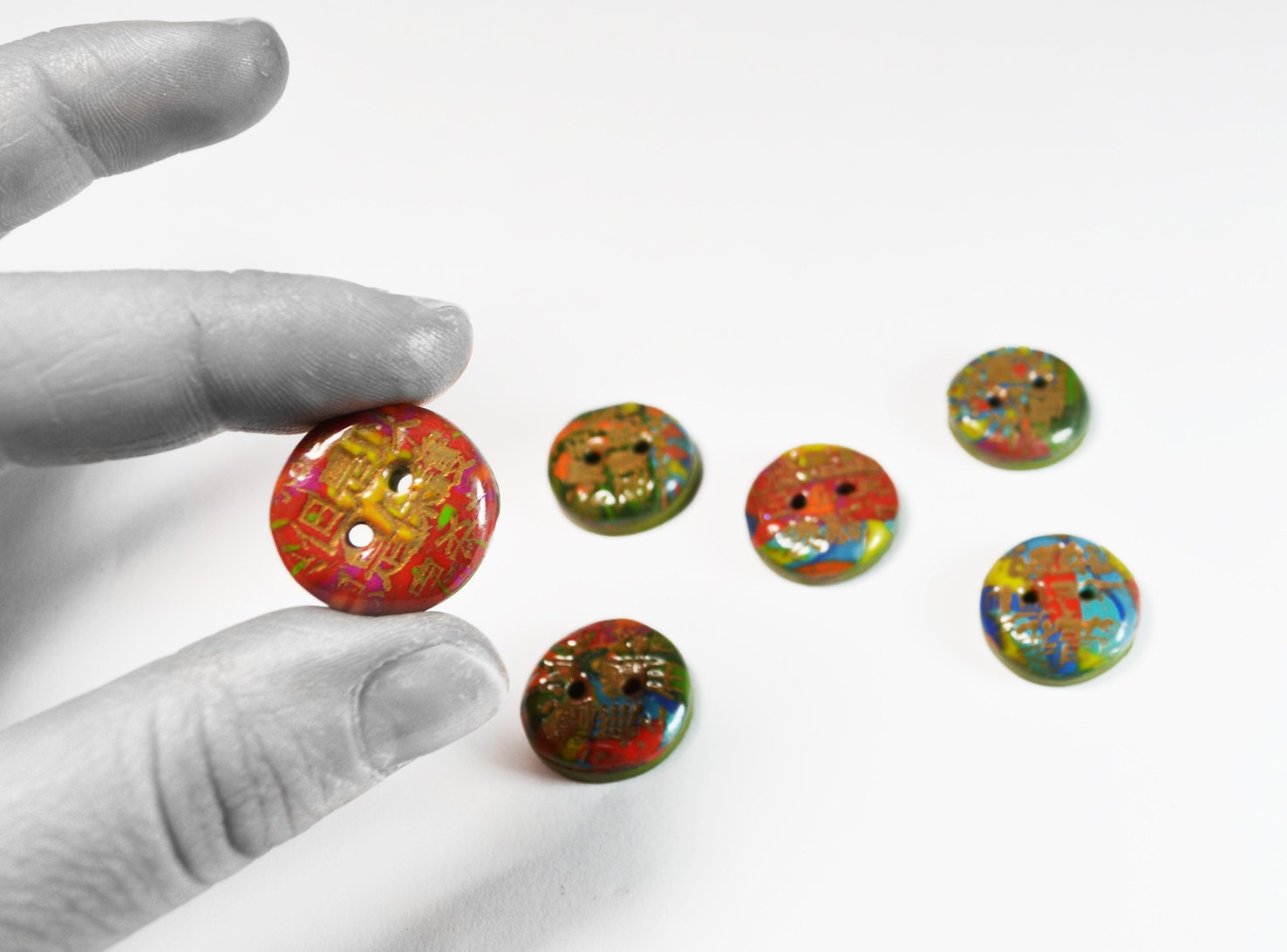 Polymer clay buttons handmade colorful buttons unique