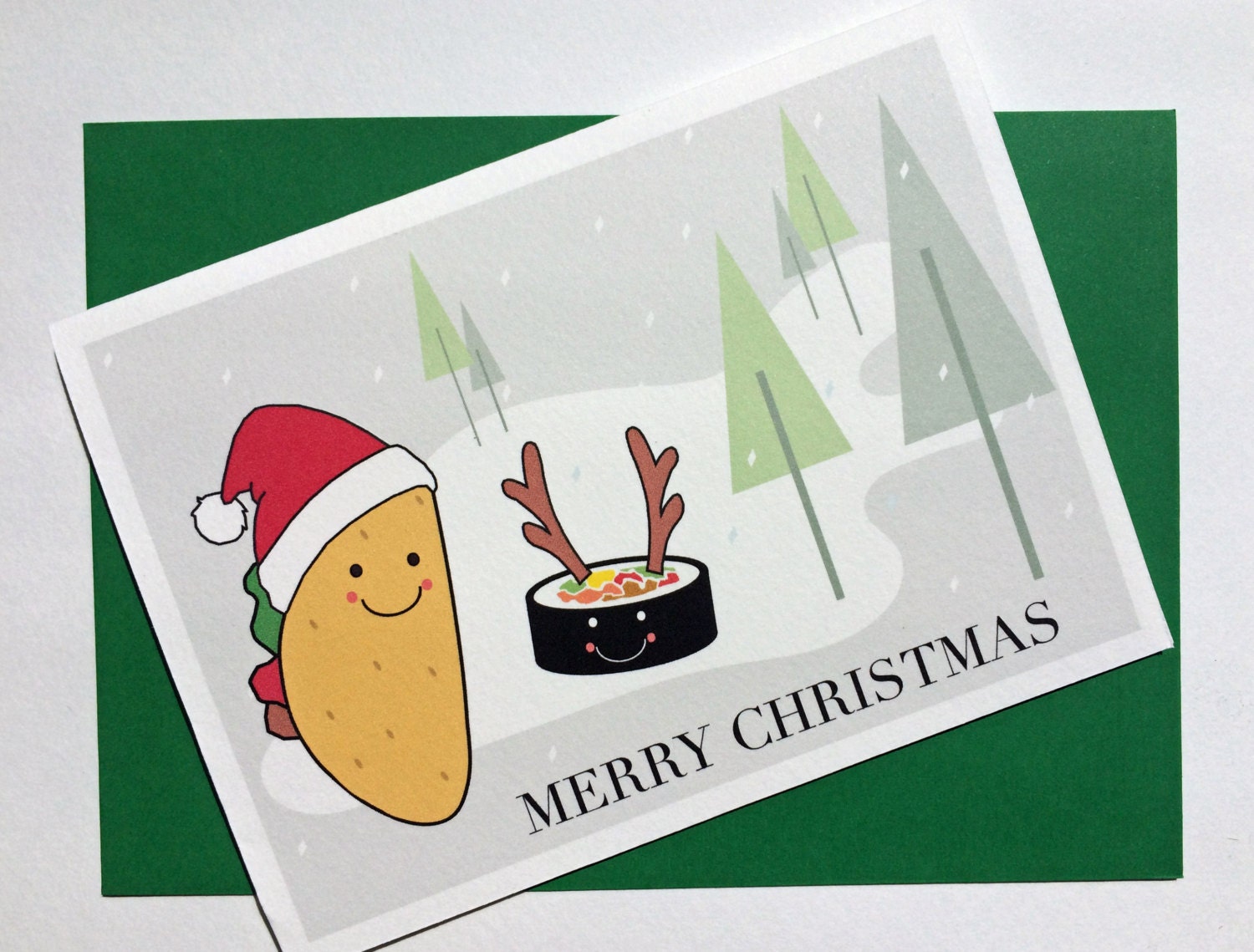 Christmas Card Taco & Sushi Christmas by MyFrenchSailor on Etsy