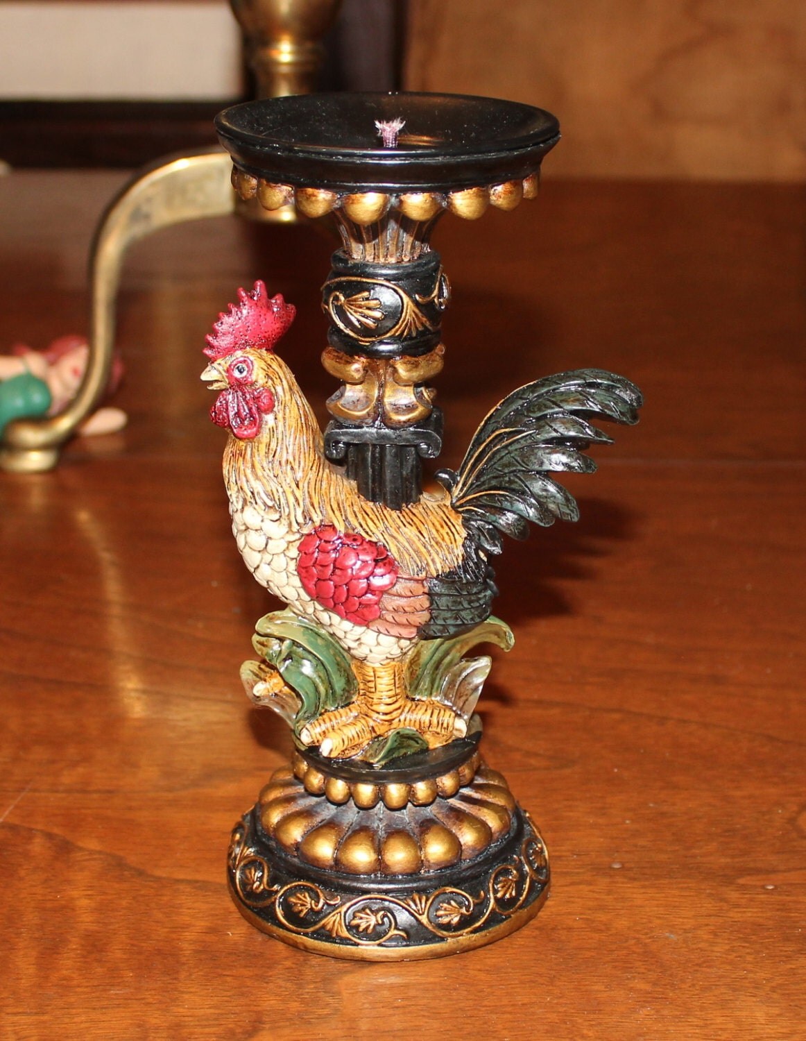 Vintage Rooster Ceramic Candle Holder by PegasusRC on Etsy
