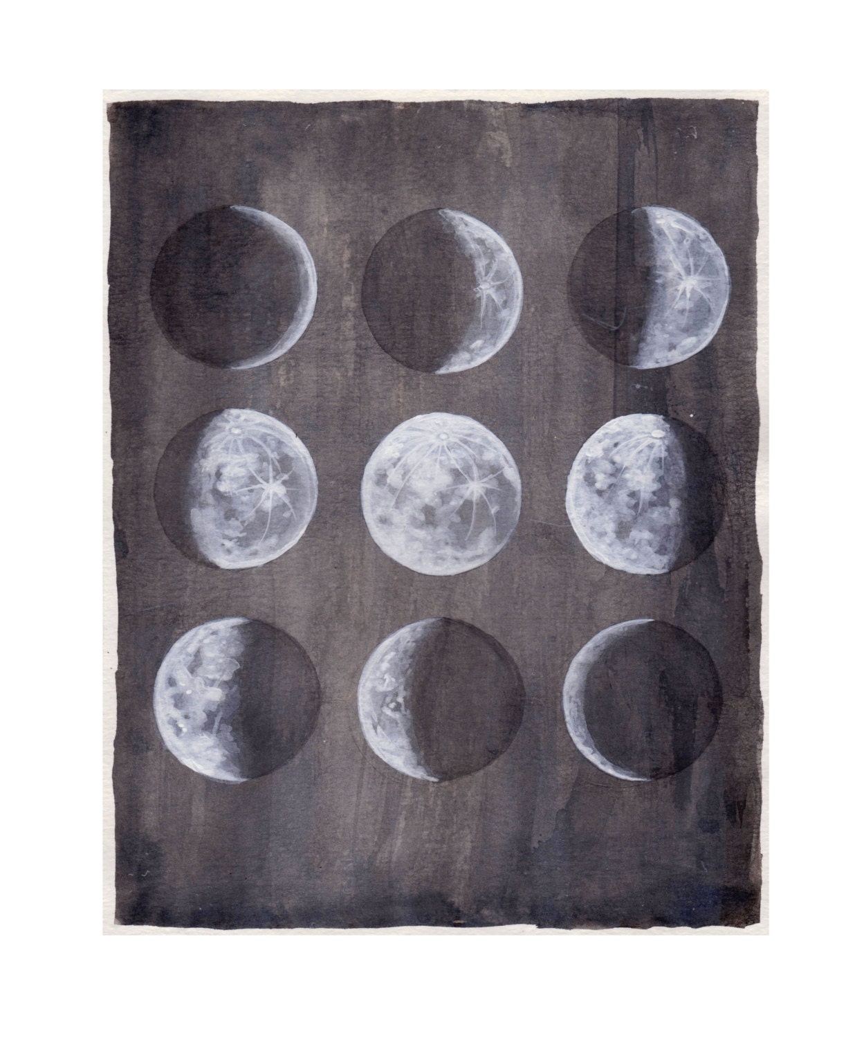 Lunar Moon Phases Watercolor Trendy Gifts Print Boho