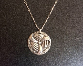 Fine Silver wave necklace, Silver PMC Necklace, Pendant Necklace