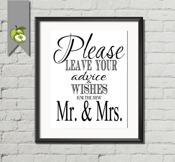 Please leave your Advice wishes for the new mr and Mrs