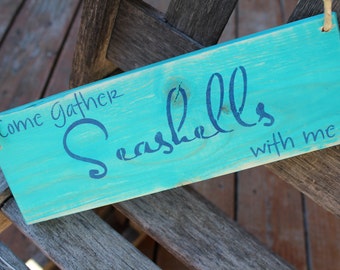 Seashells wooden sign