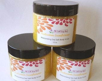 Autumn Sunflower Sea Salt Scrub, Salt Body Scrub, Fall, Scrub, Exfoliating Scrub, Body Polish