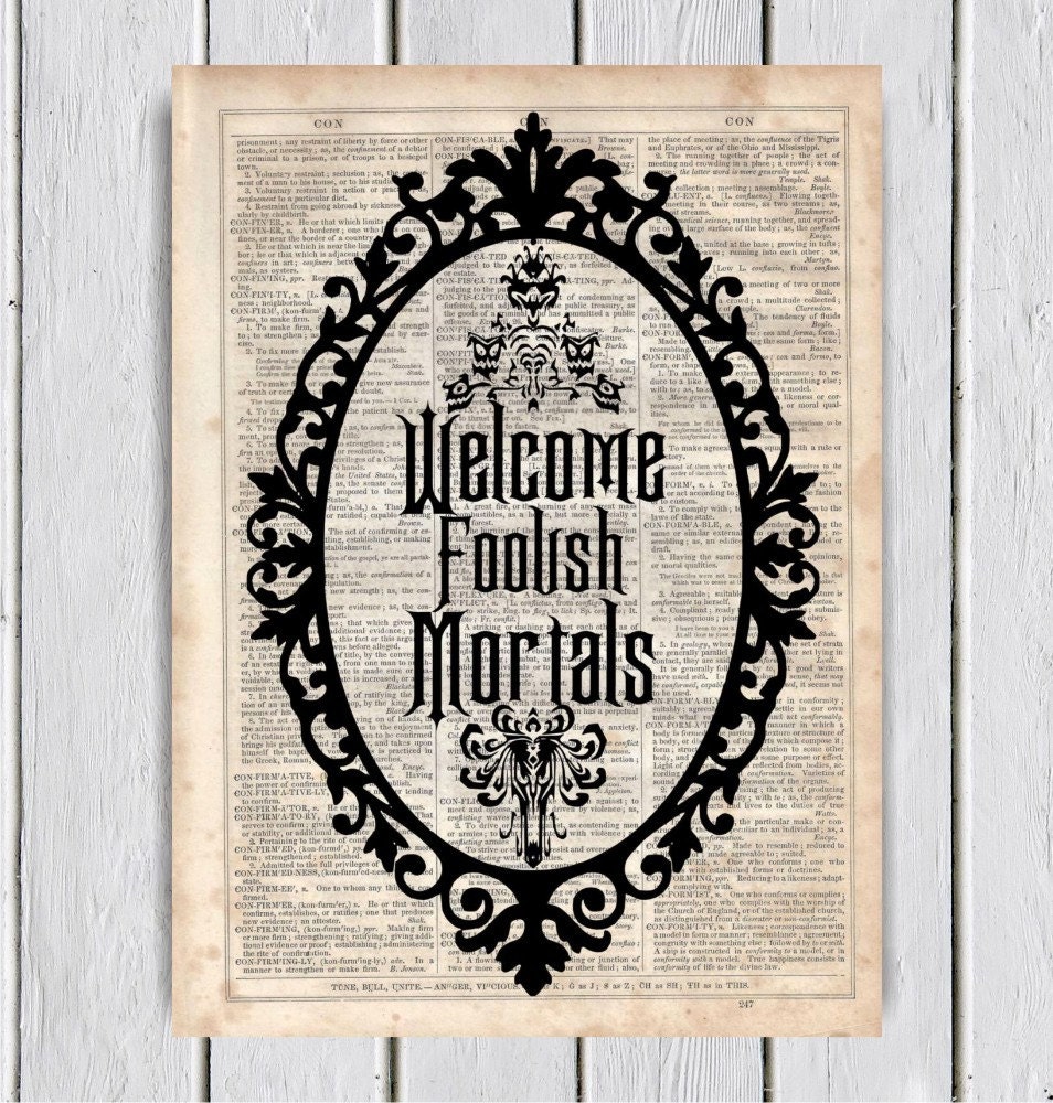 Haunted Mansion Foolish Mortals Dictionary Art Print