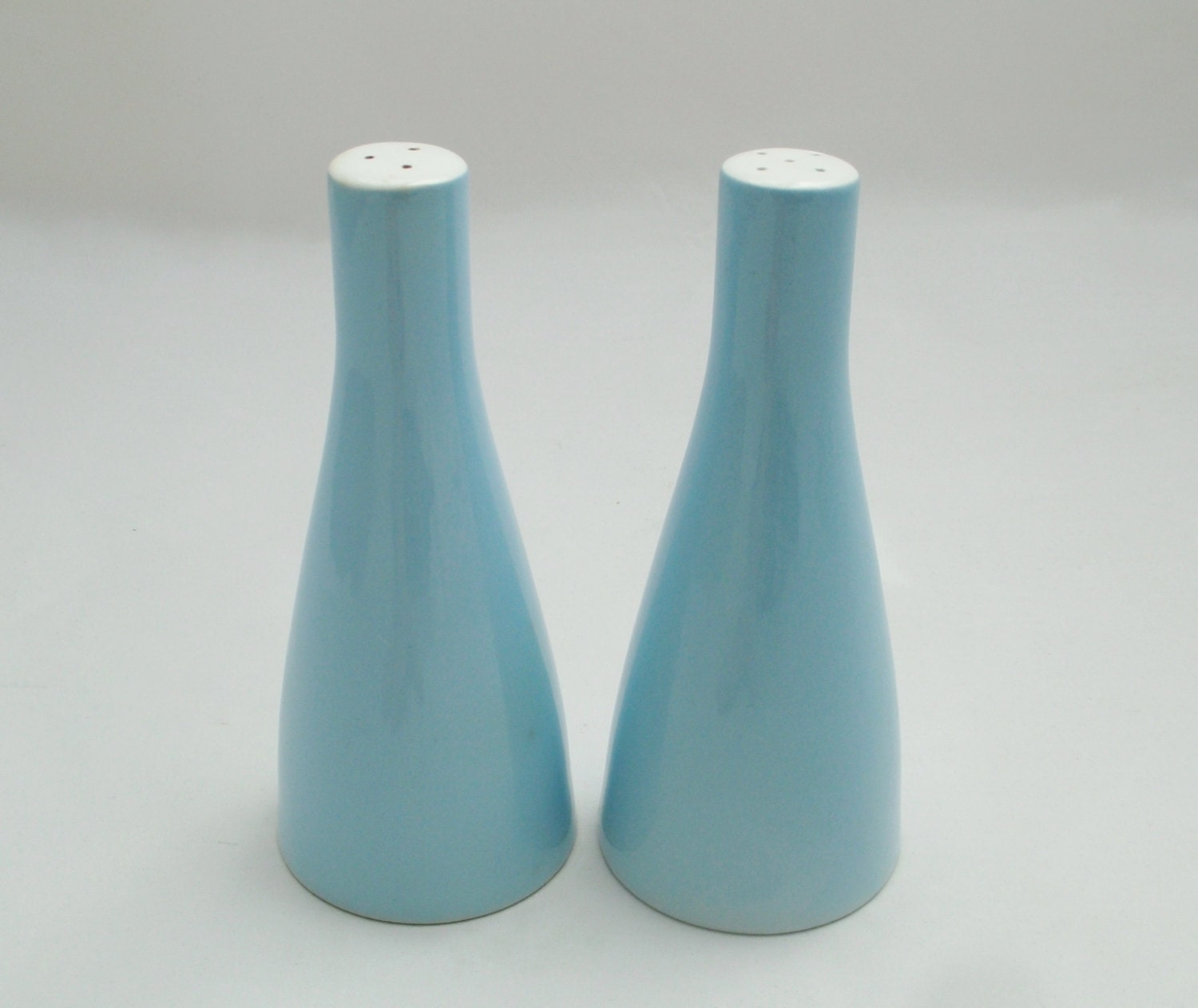 Mid Century Sky Blue Porcelain Salt and Pepper Shakers England