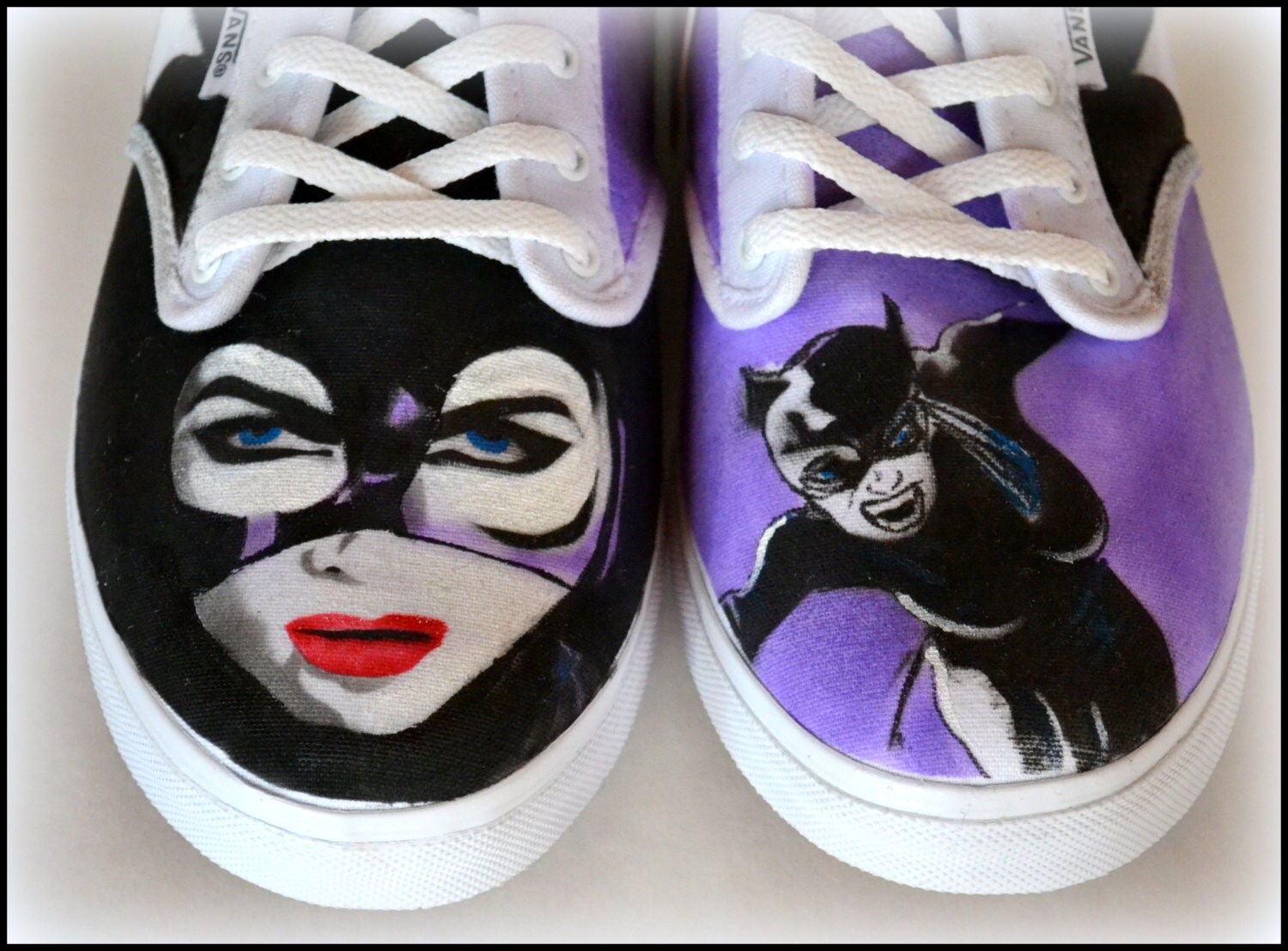 Custom Vans Catwoman Shoes Painted Sneakers Canvas Lace up