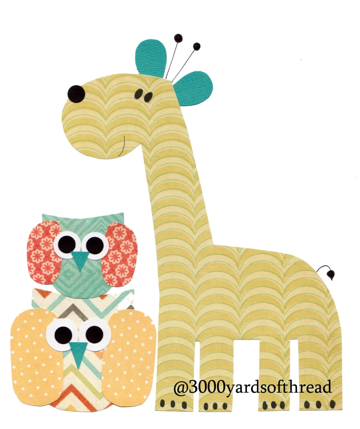 1512 Giraffe and Owls Nursery Artwork Print Baby Room