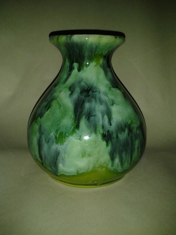 Vase Brush McCoy vase 732 green onyx flambe glazed by artiques71