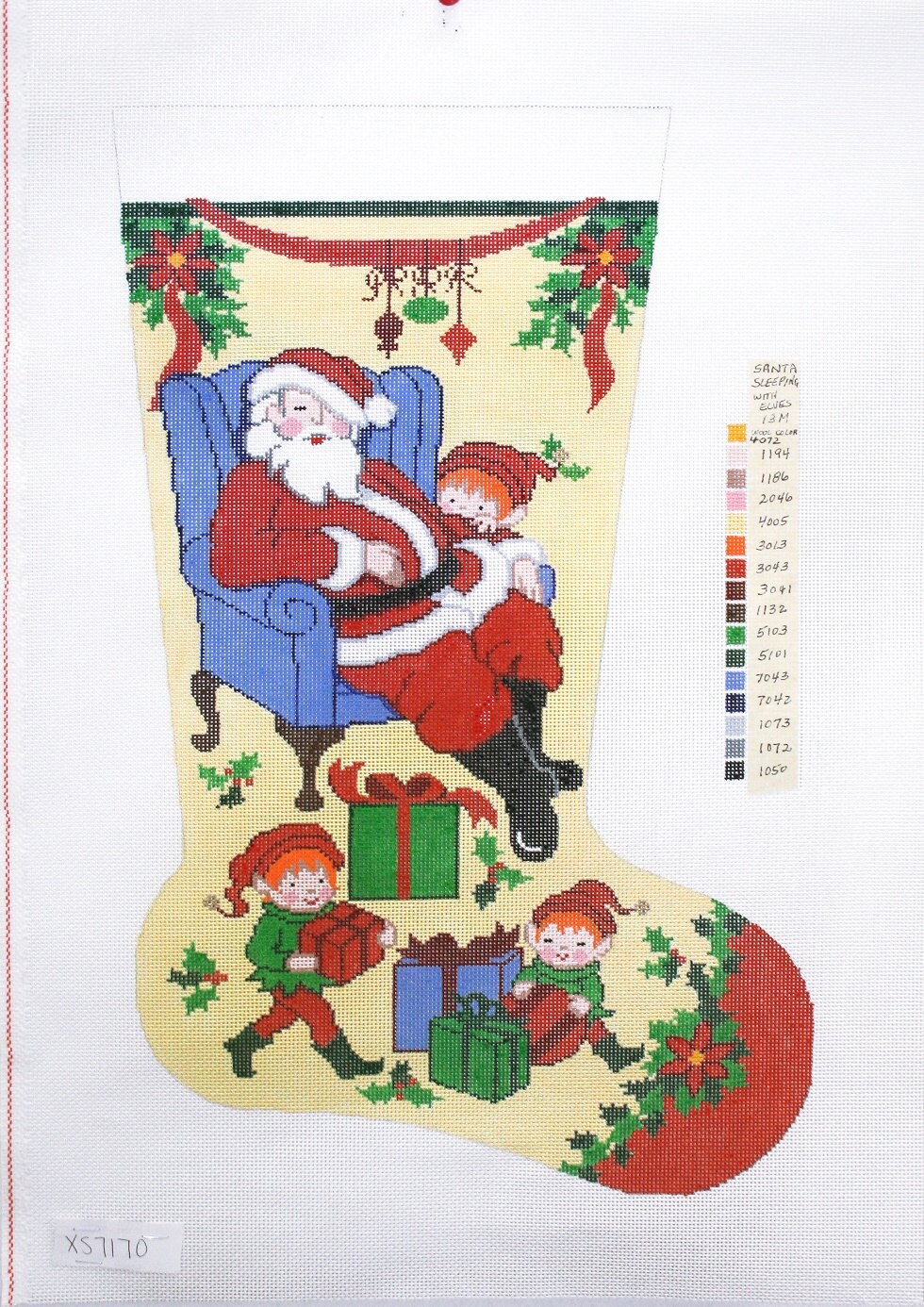 Needlepoint Hand Painted Canvas LEE Christmas Stocking