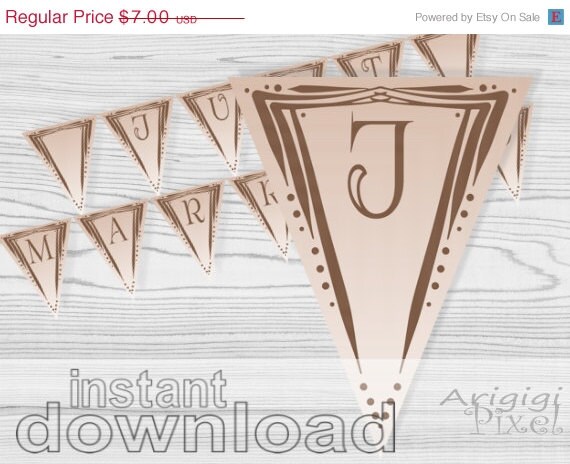 ON SALE 70 % OFF Just Married printable banner, wedding, photo prop, decorative garland, just married sign, instant download Il_570xn