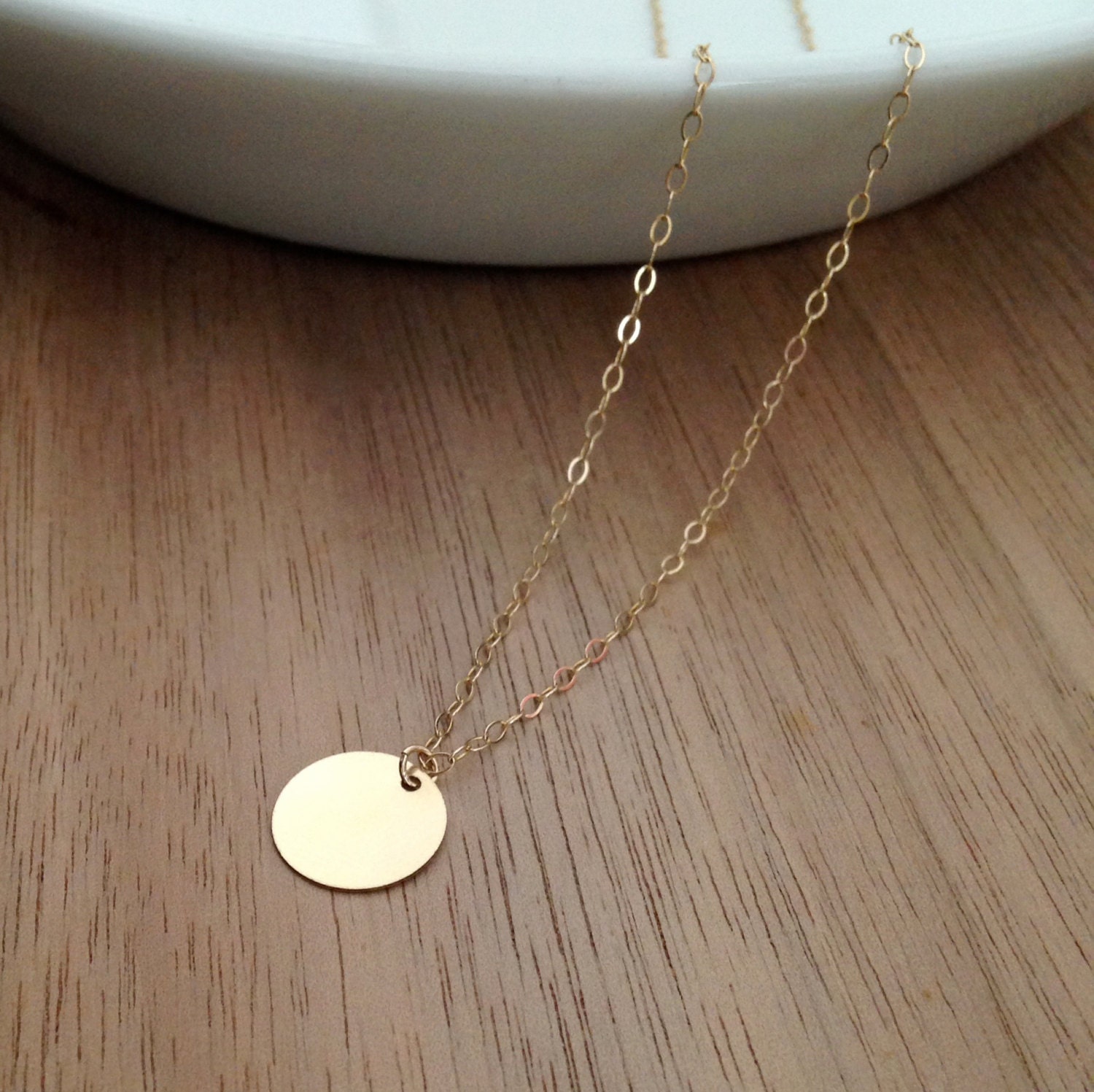 Small Gold Circle Necklace Delicate Gold Necklace Simple