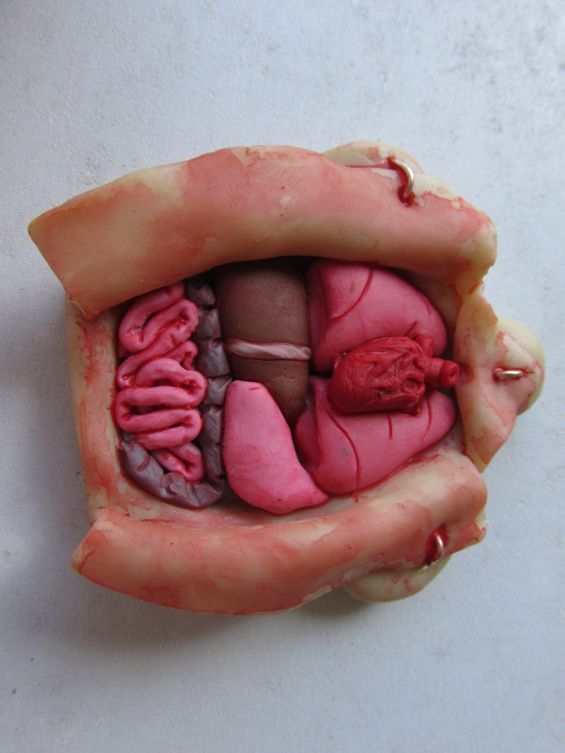 Realistic Polymer clay Autopsy Necklace by CobaltMoonJewelry
