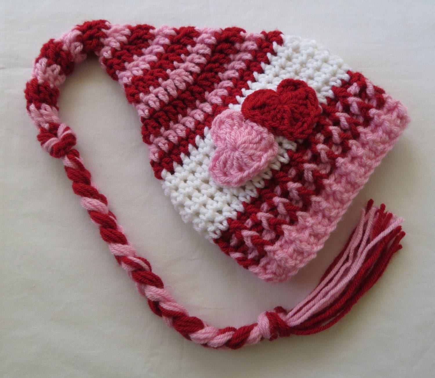 Crochet VALENTINES DAY Stocking HAT by kimcrochetcreations