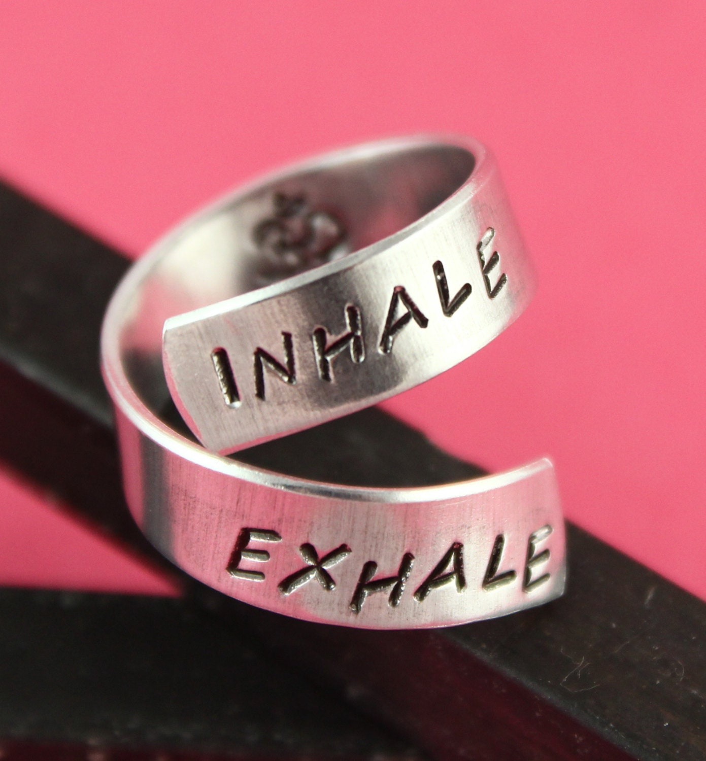 SALE Inhale Exhale Ohm Twist Ring Adjustable Ring Hand