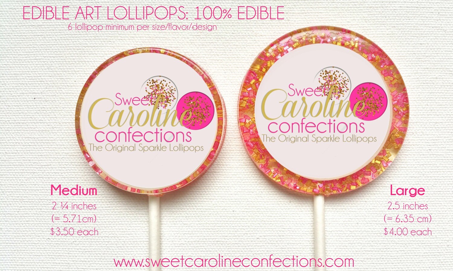 Pink and Gold Wedding Favors Hard Candy Lollipops Edible