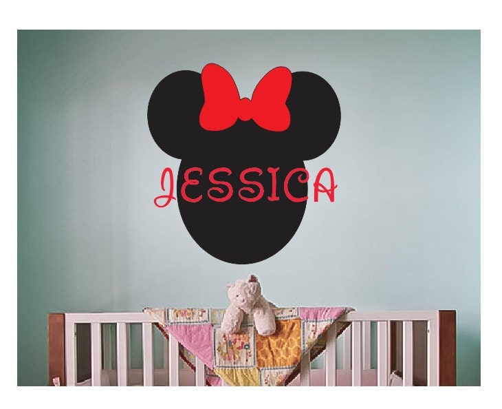 Minnie Mickey Mouse Name Wall Decal Sticker Large kids bedroom