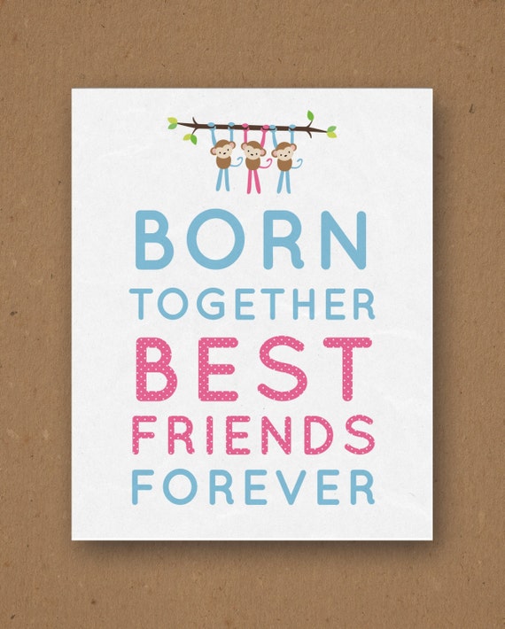Items similar to Born Together Friends Forever Poster ...