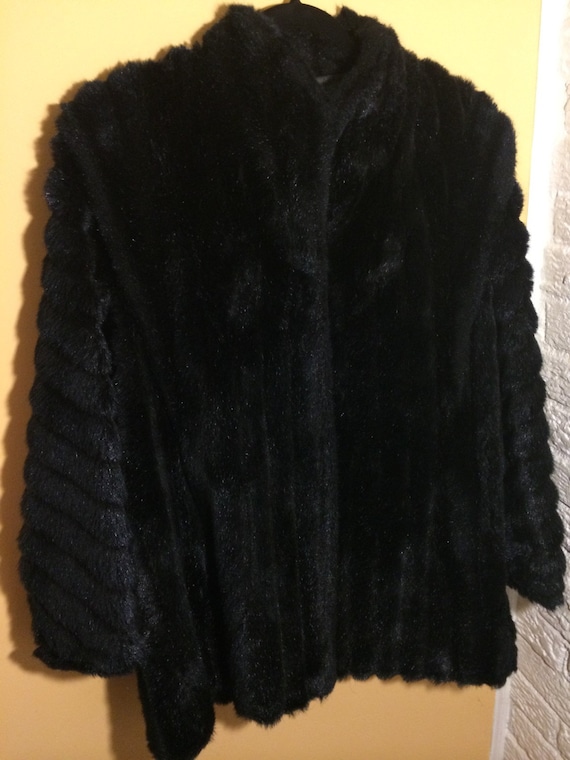 Items similar to Vintage Faux Fur Coat/ Fur Coat / Black Fur Coat ...