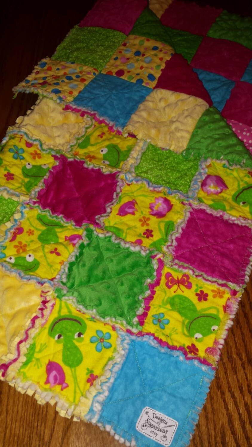 Baby Rag Quilt Baby Blanket Minky Cotton & by DesignsbySugarbear