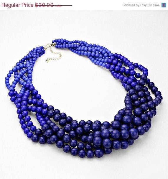 ON SALE Ombre Braided Bead necklace gold by GraceSparkleJewelry