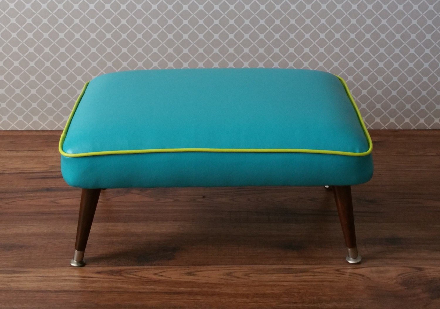 Mid Century Modern Ottoman with Vinyl by EverythingModern on Etsy