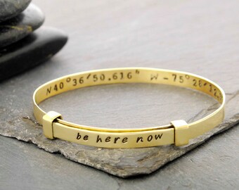 latitude bracelet, latitude longitude, Bracelet, Bangle, Jewelry, Custom Jewelry, Handstamped Bracelet, Friend Gift, b252BR