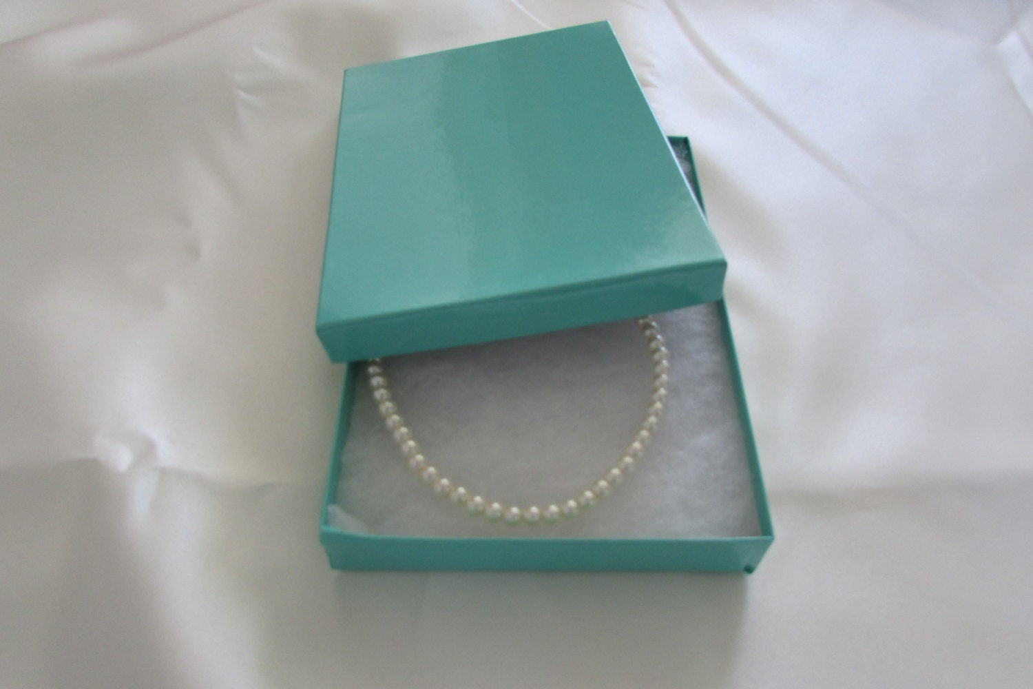 Teal Gift boxes Jewelry Necklace Boxes with Cotton Fill