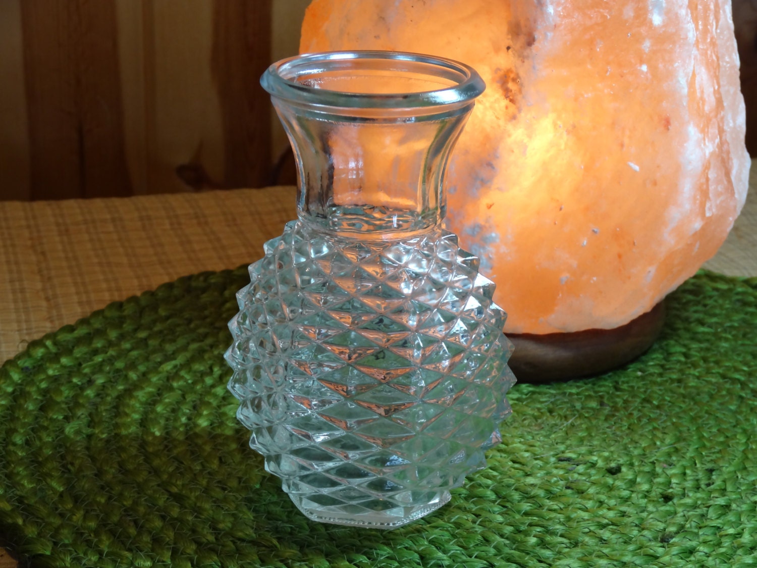 Vintage FTD Pressed Glass Pineapple Vase