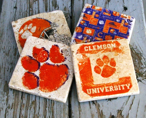 Clemson Drink Coasters/ Man Cave/ By KandBCreativeDesigns Clemson Drink Coasters/ Man Cave/ By KandBCreativeDesigns