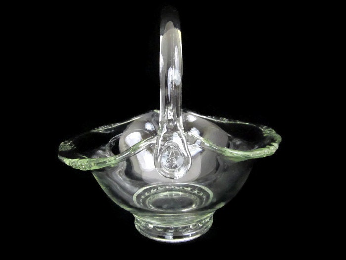 Vintage Indiana Glass Tiara Handled Basket JT John