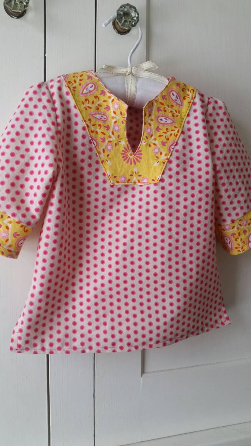 Girls preppy polka-dot beach tunic Infant size 6-12 by gigiandlala