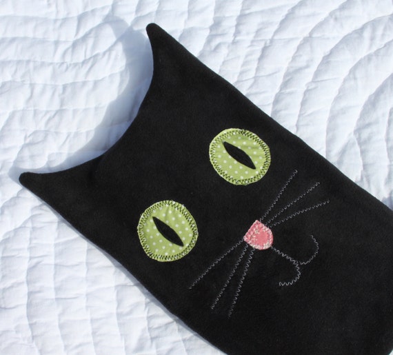 Hot water bottle cover black cat