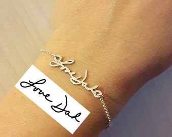 Personalized Signature Bracelet - Sterling Silver Handwriting Jewelry - Signature Jewelry - Handwritten Bracelet