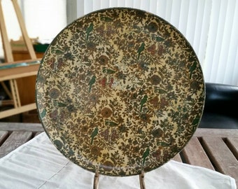 Vintage Alfred E Knobler & Co. Green birds round tray