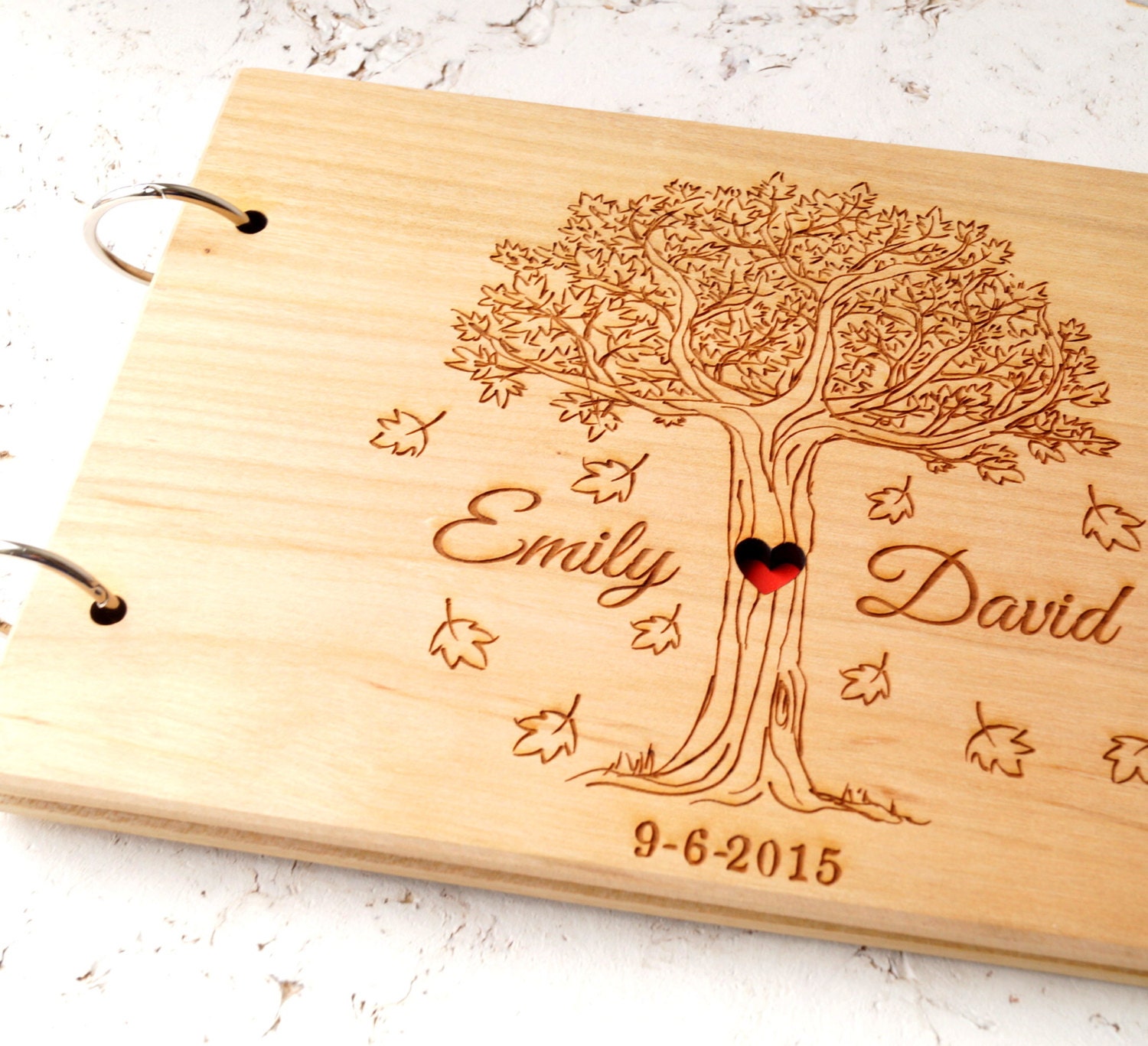 Wedding guest book rustic wooden wedding guest book album