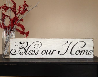 Bless Our Home Sign, Home Sign, Housewarming Gift, Wedding Gift, Home Decor, Birthday Gift, Gift For Her, Mothers Day Gift,Rustic Wall Decor