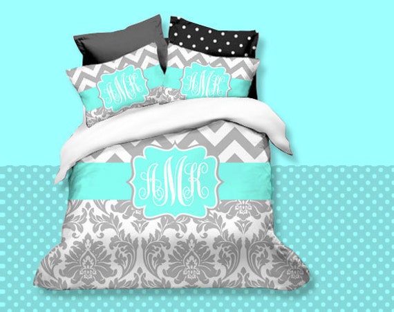 Items similar to Custom Chevron Monogrammed Duvet cover Set ...