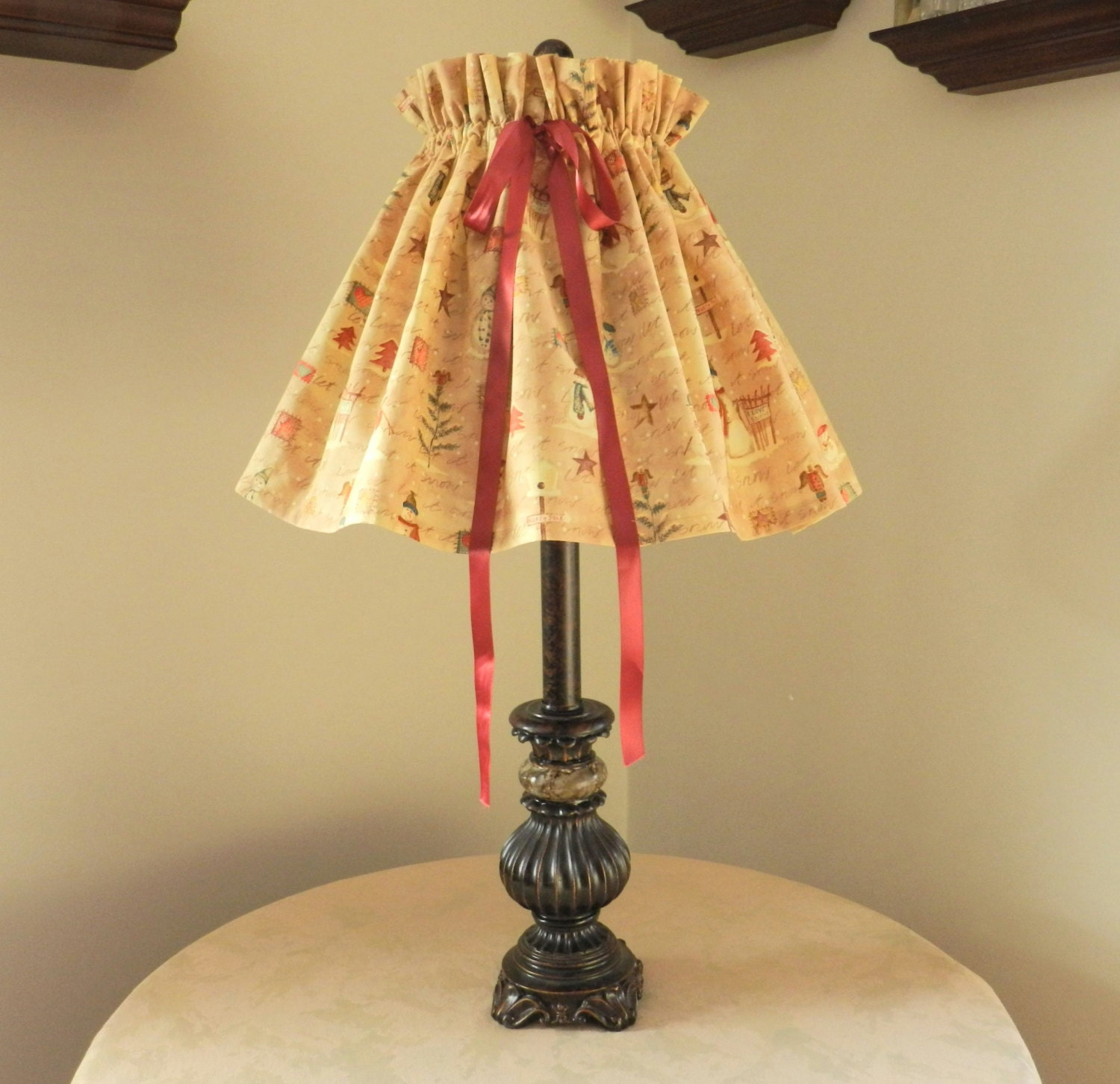 Christmas Lamp Shade Cover Holiday by PamperedHomeDecor on Etsy