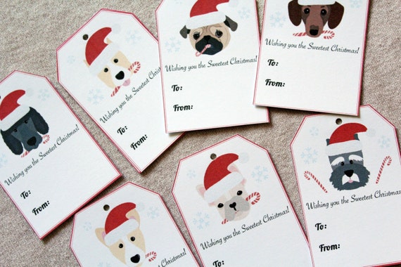 10 Dog Christmas Gift Tags Dog Holiday Tags Dog Christmas